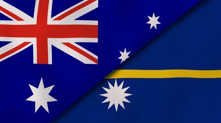 Two states flags of Australia and Nauru. High quality business background. 3d illustrationの写真素材