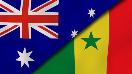 Two states flags of Australia and Senegal. High quality business background. 3d illustrationの写真素材