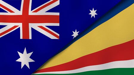 Two states flags of Australia and Seychelles. High quality business background. 3d illustrationの写真素材