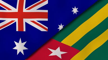 Two states flags of Australia and Togo. High quality business background. 3d illustrationの写真素材
