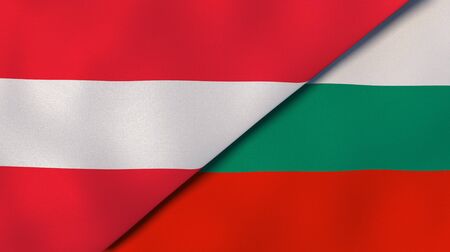 Two states flags of Austria and Bulgaria. High quality business background. 3d illustrationの写真素材