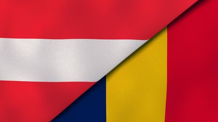 Two states flags of Austria and Chad. High quality business background. 3d illustrationの写真素材