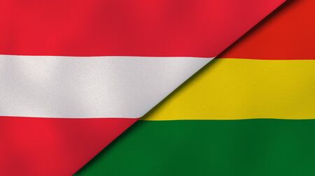 Two states flags of Austria and Bolivia. High quality business background. 3d illustrationの写真素材