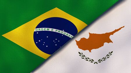Two states flags of Brazil and Cyprus. High quality business background. 3d illustrationの写真素材