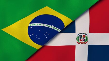 Two states flags of Brazil and Dominican Republic. High quality business background. 3d illustrationの写真素材