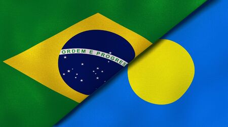 Two states flags of Brazil and Palau. High quality business background. 3d illustrationの写真素材