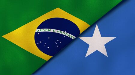 Two states flags of Brazil and Somalia. High quality business background. 3d illustrationの写真素材