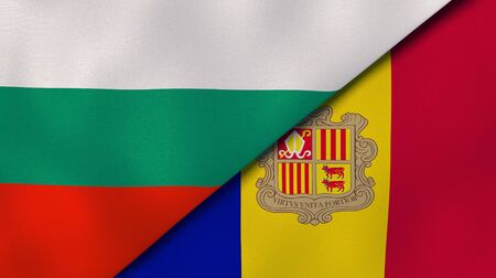 Two states flags of Bulgaria and Andorra. High quality business background. 3d illustrationの写真素材