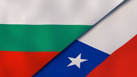 Two states flags of Bulgaria and Chile. High quality business background. 3d illustrationの写真素材