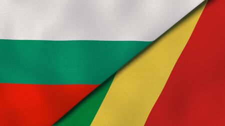Two states flags of Bulgaria and Congo. High quality business background. 3d illustrationの写真素材