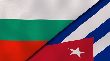 Two states flags of Bulgaria and Cuba. High quality business background. 3d illustrationの写真素材