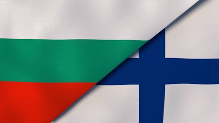 Two states flags of Bulgaria and Finland. High quality business background. 3d illustrationの写真素材