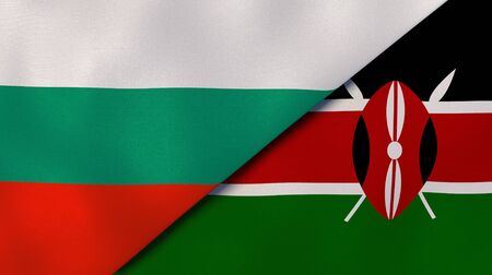Two states flags of Bulgaria and Kenya. High quality business background. 3d illustrationの写真素材