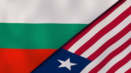 Two states flags of Bulgaria and Liberia. High quality business background. 3d illustrationの写真素材
