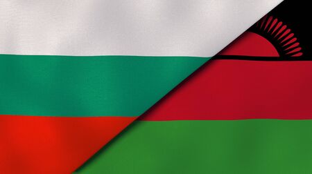 Two states flags of Bulgaria and Malawi. High quality business background. 3d illustrationの写真素材