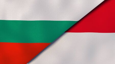 Two states flags of Bulgaria and Monaco. High quality business background. 3d illustrationの写真素材