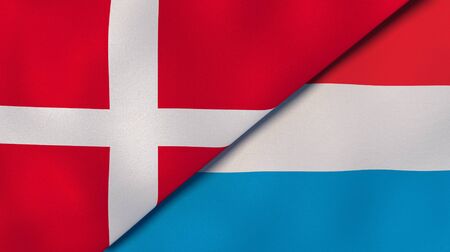 Two states flags of Denmark and Luxembourg. High quality business background. 3d illustrationの写真素材