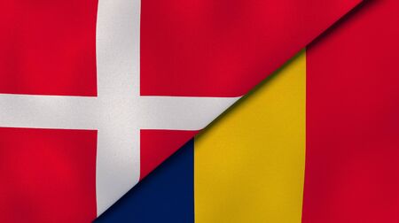 Two states flags of Denmark and Chad. High quality business background. 3d illustrationの写真素材