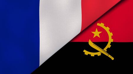 Two states flags of France and Angola. High quality business background. 3d illustrationの写真素材