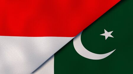 Two states flags of Indonesia and Pakistan. High quality business background. 3d illustrationの写真素材