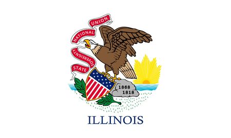 Flag of Illinois  state, vector illustration. Coat of arms of Illinois state on white background,, high-quality hand-drawn illustration.のイラスト素材
