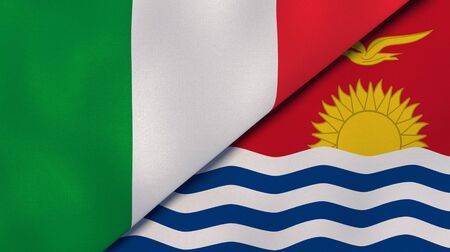 Two states flags of Italy and Kiribati. High quality business background. 3d illustrationの写真素材