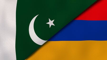 Two states flags of Pakistan and Armenia. High quality business background. 3d illustrationの写真素材