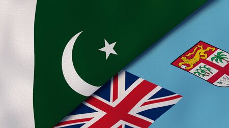 Two states flags of Pakistan and Fiji. High quality business background. 3d illustrationの写真素材