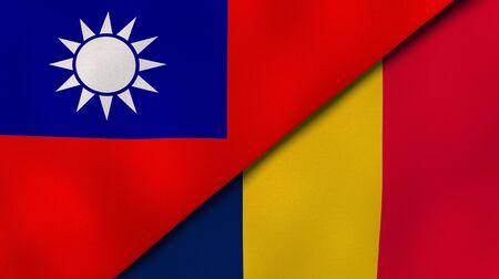 Two states flags of Taiwan and Chad. High quality business background. 3d illustrationの写真素材