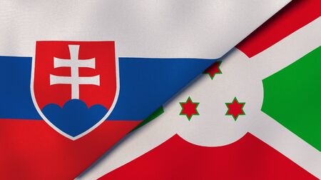 Two states flags of Slovakia and Burundi. High quality business background. 3d illustrationの写真素材