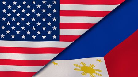 Two states flags of United States and Philippines. High quality business background. 3d illustrationの写真素材