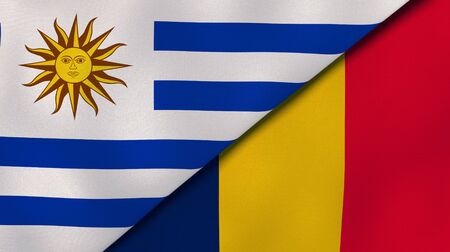 Two states flags of Uruguay and Chad. High quality business background. 3d illustrationの写真素材