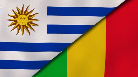 Two states flags of Uruguay and Mali. High quality business background. 3d illustrationの写真素材