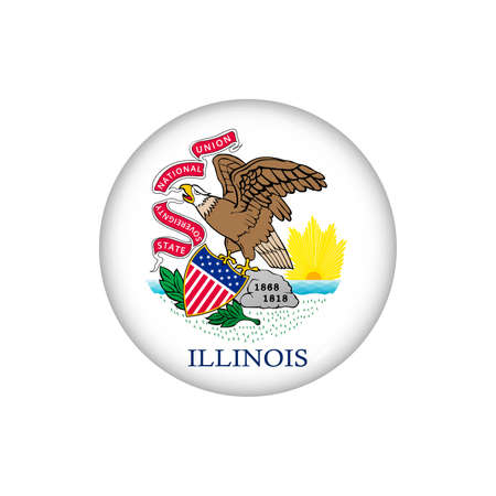 Icon flag of Illinois. Round glossy flag. Vector illustration.のイラスト素材