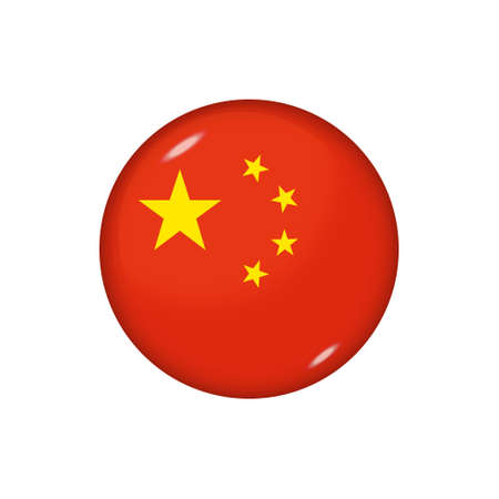 Icon flag of China. Round glossy flag. Vector illustration.のイラスト素材