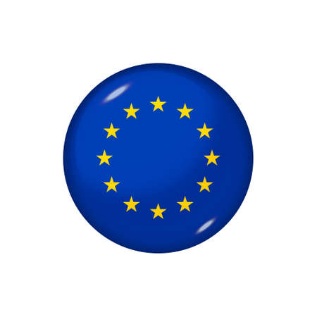 Icon flag of European Union. Round glossy flag. Vector illustration.のイラスト素材