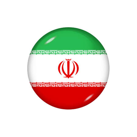 Icon flag of Iran. Round glossy flag. Vector illustration.のイラスト素材