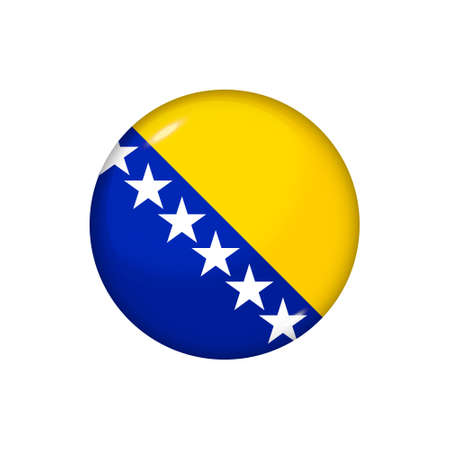 Icon flag of Bosnia and Herzegovina. Round glossy flag. Vector illustration.のイラスト素材