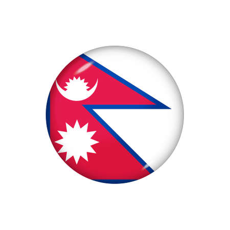Icon flag of Nepal. Round glossy flag. Vector illustration.のイラスト素材