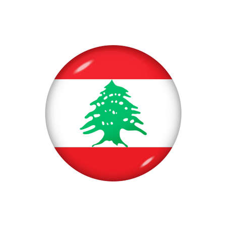 Icon flag of Lebanon. Round glossy flag. Vector illustration.のイラスト素材