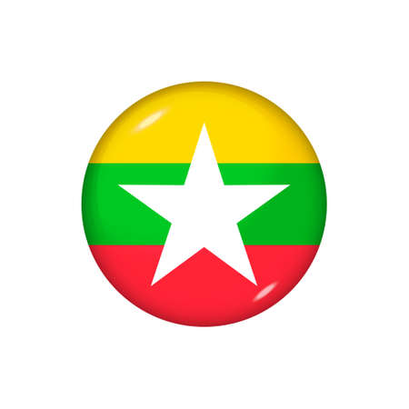 Icon flag of Myanmar. Round glossy flag. Vector illustration.のイラスト素材
