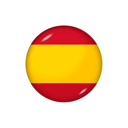 Icon flag of Spain. Round glossy flag. Vector illustration.のイラスト素材