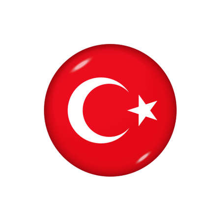 Icon flag of Turkey. Round glossy flag. Vector illustration.のイラスト素材