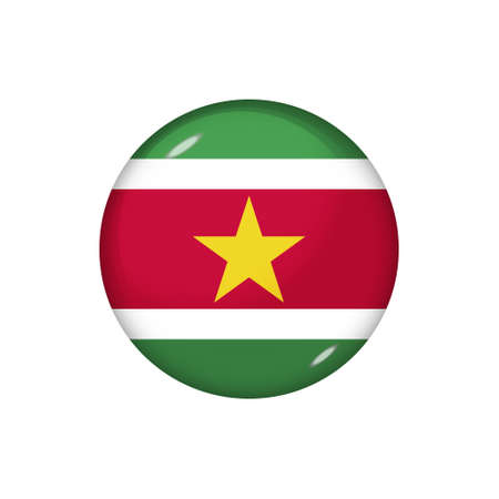 Icon flag of Suriname. Round glossy flag. Vector illustration.のイラスト素材