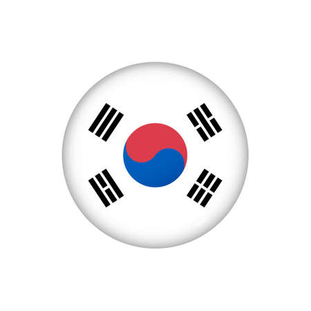 Icon flag of South Korea. Round glossy flag. Vector illustration.のイラスト素材