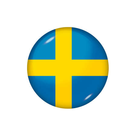 Icon flag of Sweden. Round glossy flag. Vector illustration.のイラスト素材