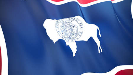 The waving flag of Wyoming. High quality 3D illustration. Perfect for news, reportage, events.の写真素材