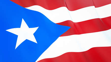The waving flag of Puerto Rico. High quality 3D illustration. Perfect for news, reportage, events.の写真素材