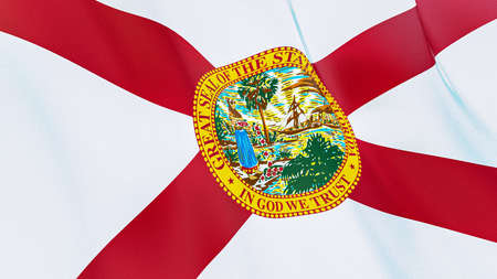 The waving flag of Florida. High quality 3D illustration. Perfect for news, reportage, events.の写真素材