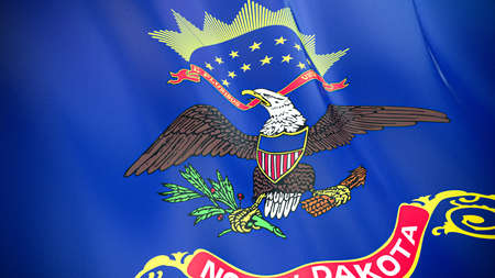 The waving flag of North Dakota. High quality 3D illustration. Perfect for news, reportage, events.の写真素材